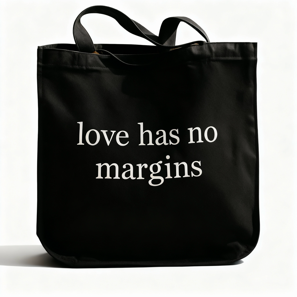 Love has no margins heavyweight canvas tote