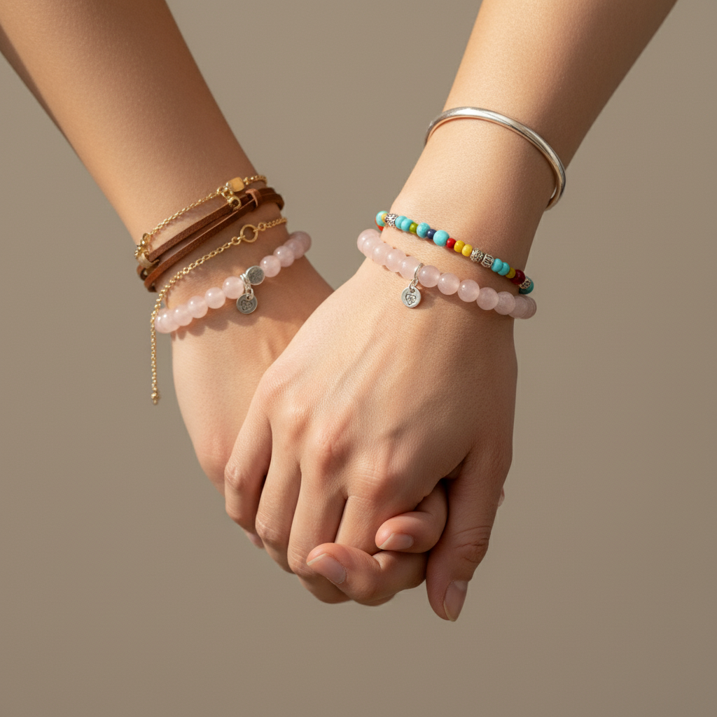 Rose quartz genuine gemstone bracelet