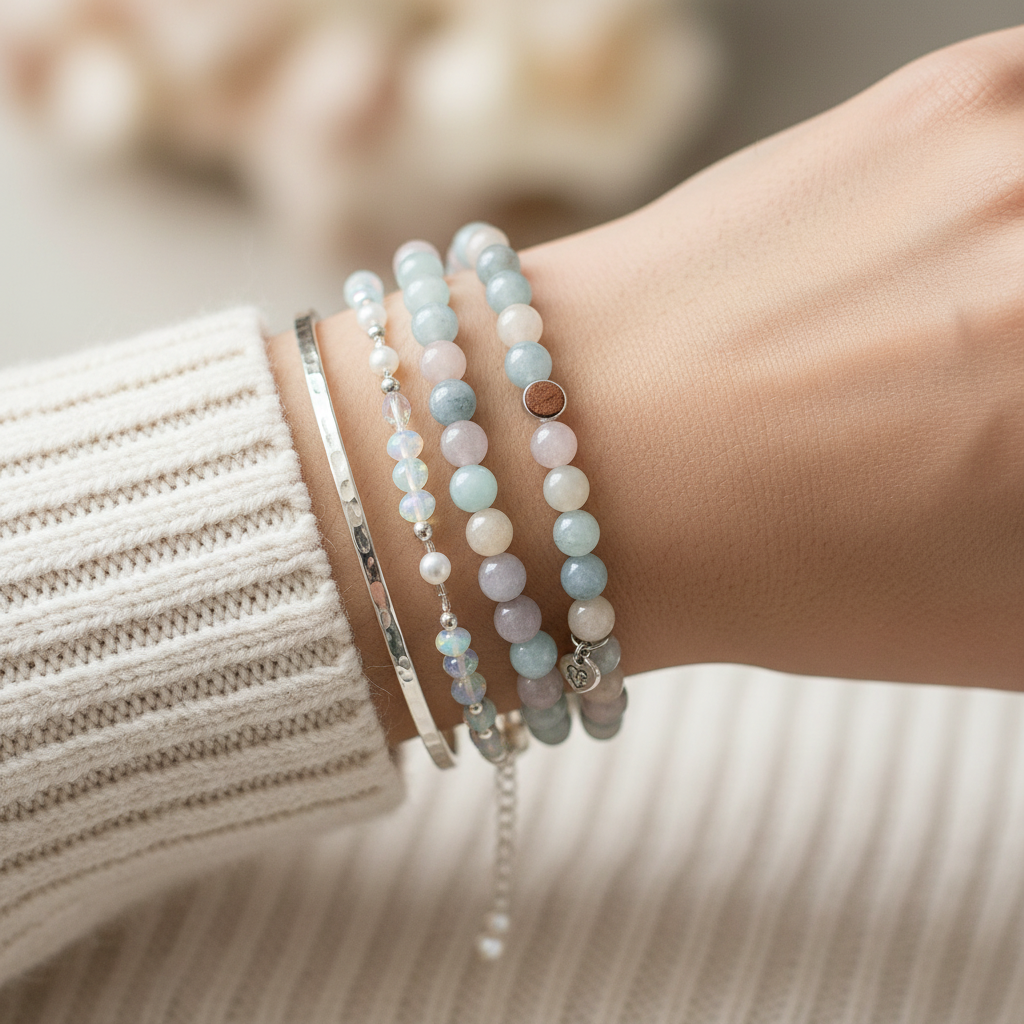 Morganite genuine gemstone bracelet