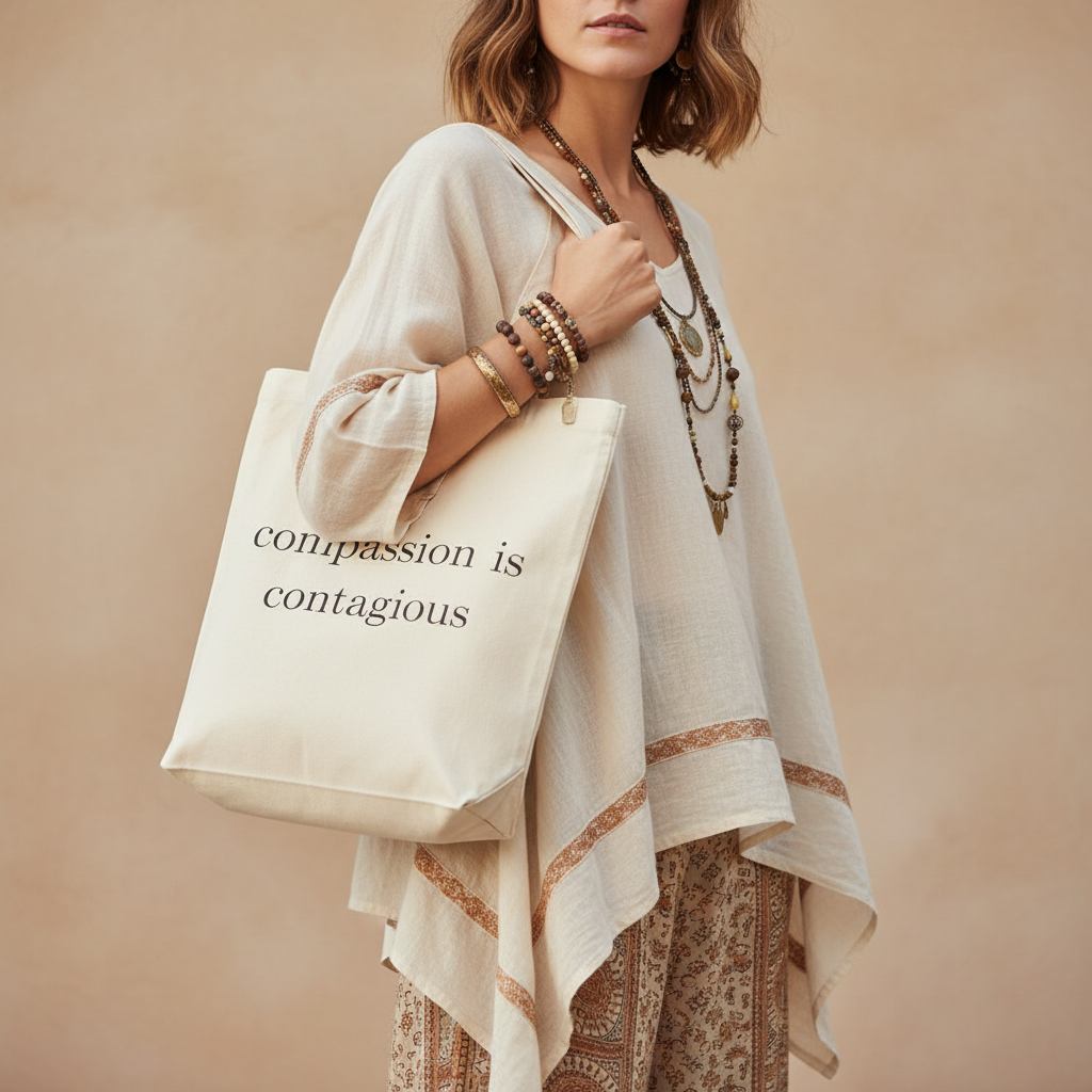 Compassion is contagious heavyweight canvas tote