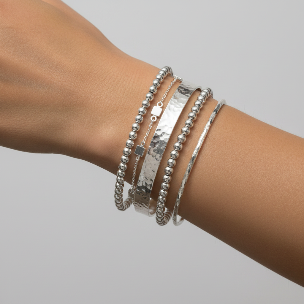 Silver stacker bracelet